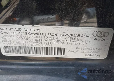 2009 Audi A4 2.0T Premium из США, поврежденный, VIN WAUJF78K99N068974